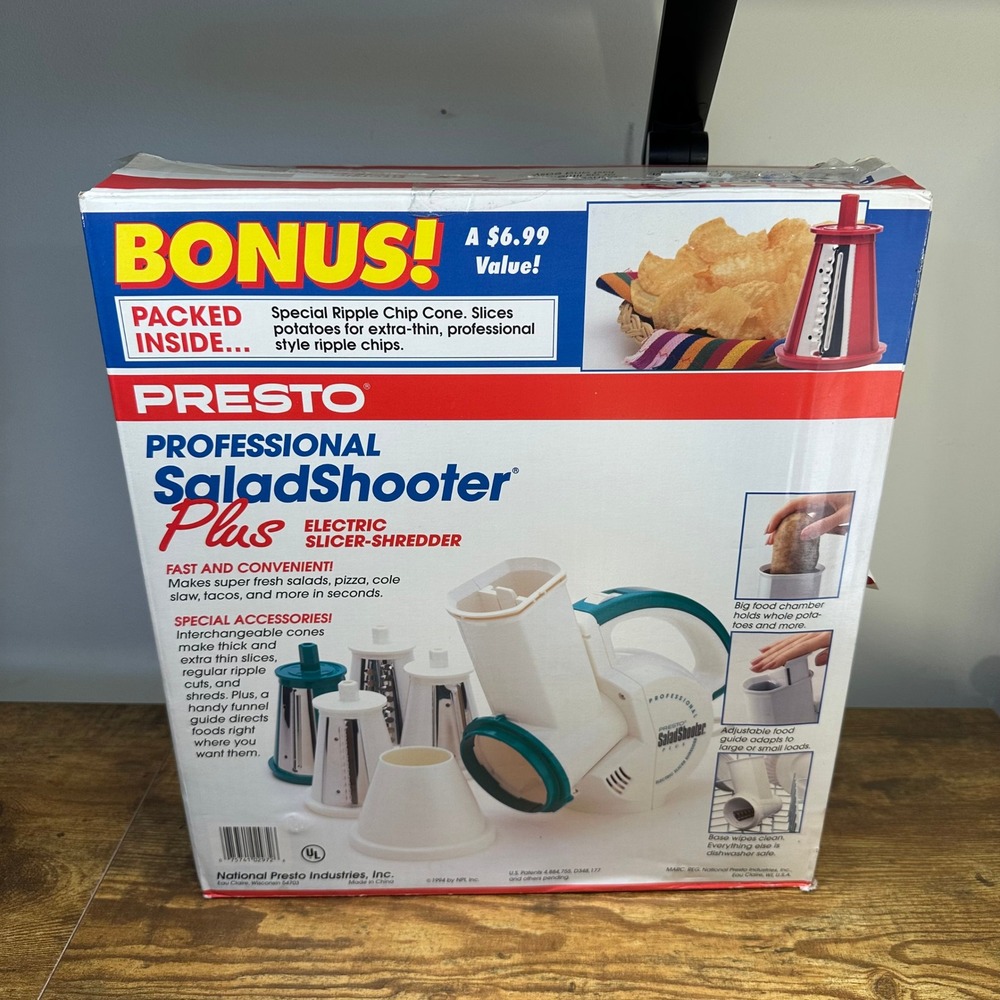 Vintage Presto Professional SaladShooter Plus Electric Slicer Shredder 02972
